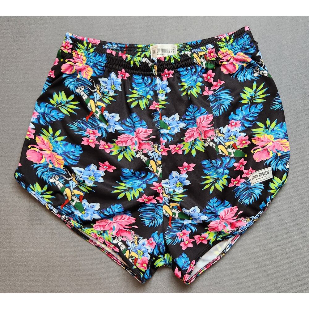 Thigh Hugger Lifting Shorts Womens‎ Size M/L The Thigh High Floral Rocket